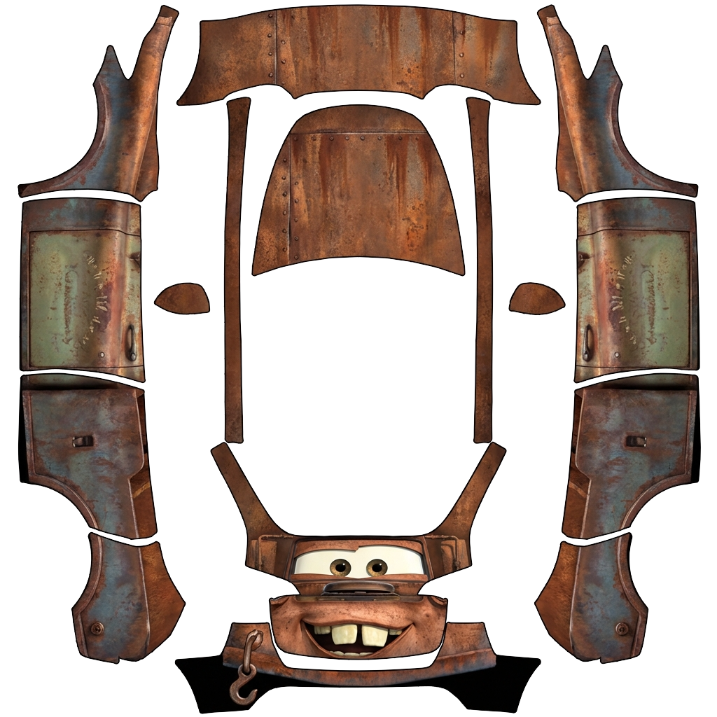 Tesla Model Y with a Mater Rust with Buck Teeth wrap, 3D preview