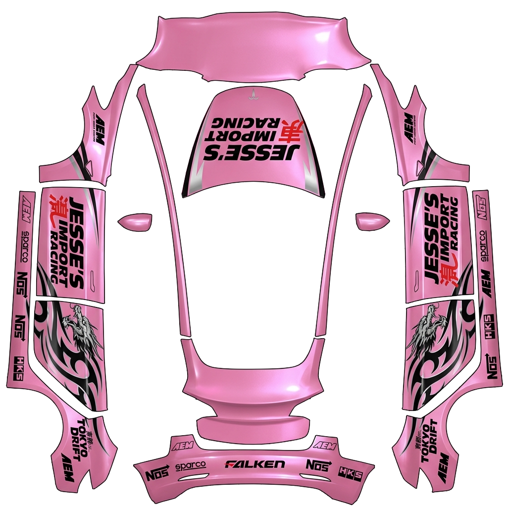 Pink Tesla Model 3 wrap PNG - flat 1024x1024 wrap PNG template for Tesla Model 3 Paint Shop