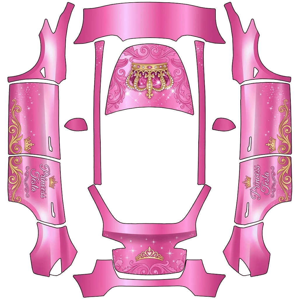 Pink Tesla Model Y wrap PNG - flat 1024x1024 wrap PNG template for Tesla Model Y Paint Shop
