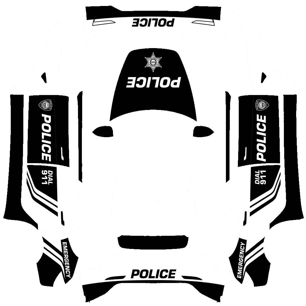 Police Tesla Model 3 (2024+) Performance wrap PNG - flat 1024x1024 wrap PNG template for Tesla Model 3 (2024+) Performance Paint Shop