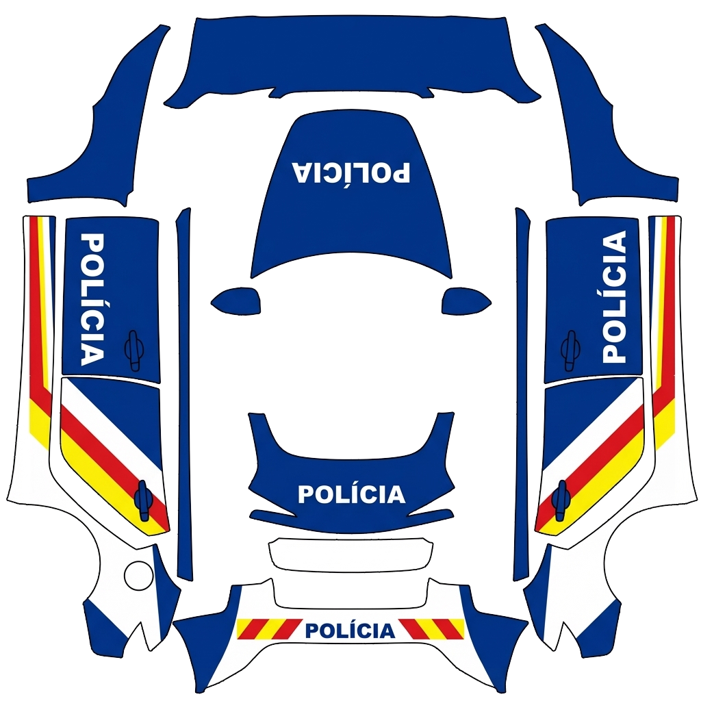 Police Tesla Model 3 (2024+) Standard & Premium wrap PNG - flat 1024x1024 wrap PNG template for Tesla Model 3 (2024+) Standard & Premium Paint Shop