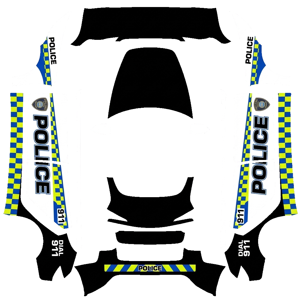 Police Tesla Model 3 (2024+) Standard & Premium wrap PNG - flat 1024x1024 wrap PNG template for Tesla Model 3 (2024+) Standard & Premium Paint Shop
