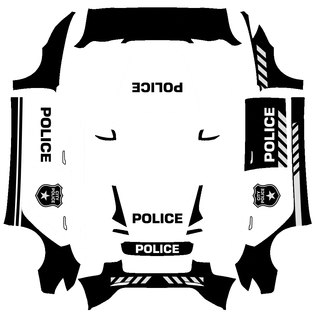 Police Tesla Model 3 (2024+) Standard & Premium wrap PNG - flat 1024x1024 wrap PNG template for Tesla Model 3 (2024+) Standard & Premium Paint Shop