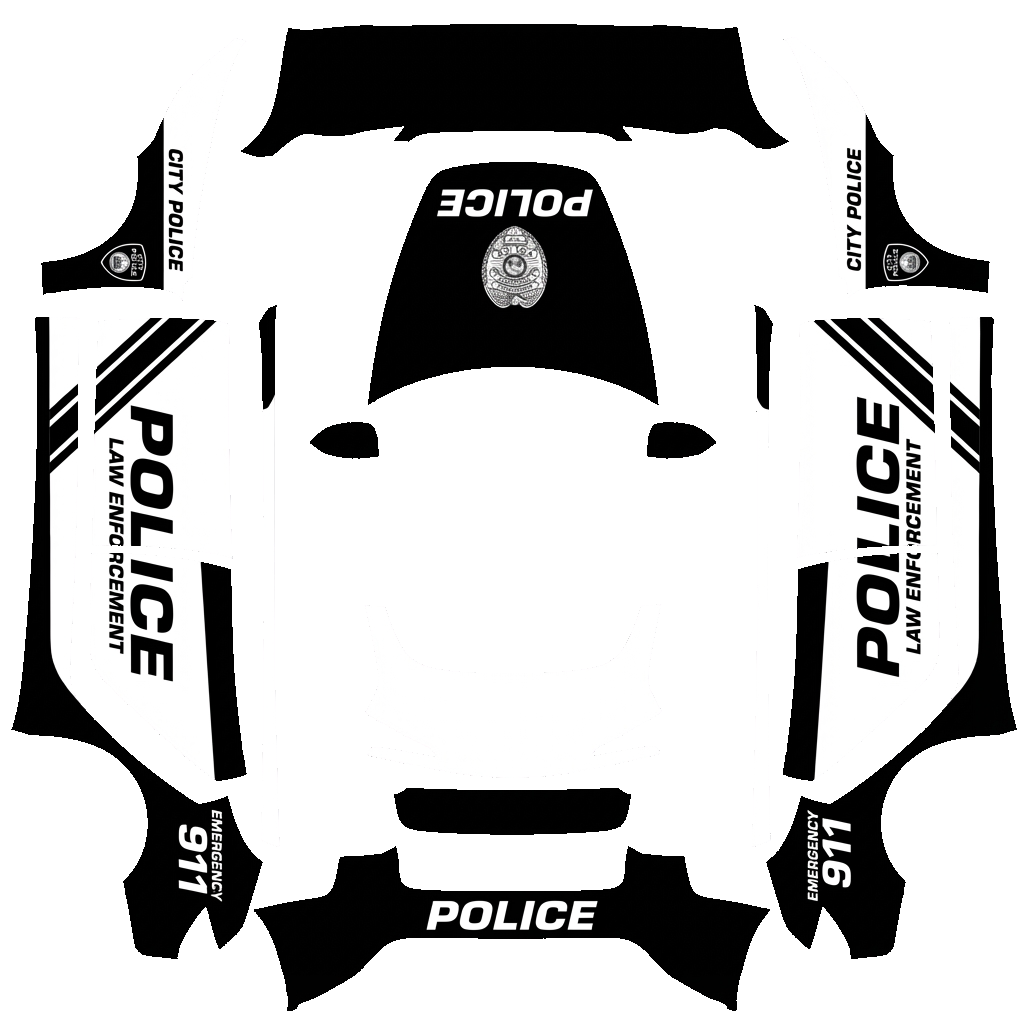 Police Tesla Model 3 (2024+) Standard & Premium wrap PNG - flat 1024x1024 wrap PNG template for Tesla Model 3 (2024+) Standard & Premium Paint Shop