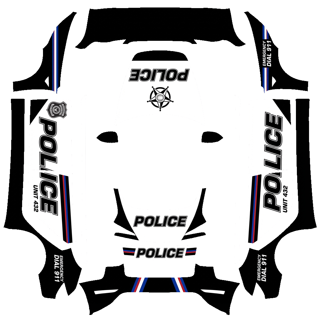 Police Tesla Model 3 (2024+) Standard & Premium wrap PNG - flat 1024x1024 wrap PNG template for Tesla Model 3 (2024+) Standard & Premium Paint Shop