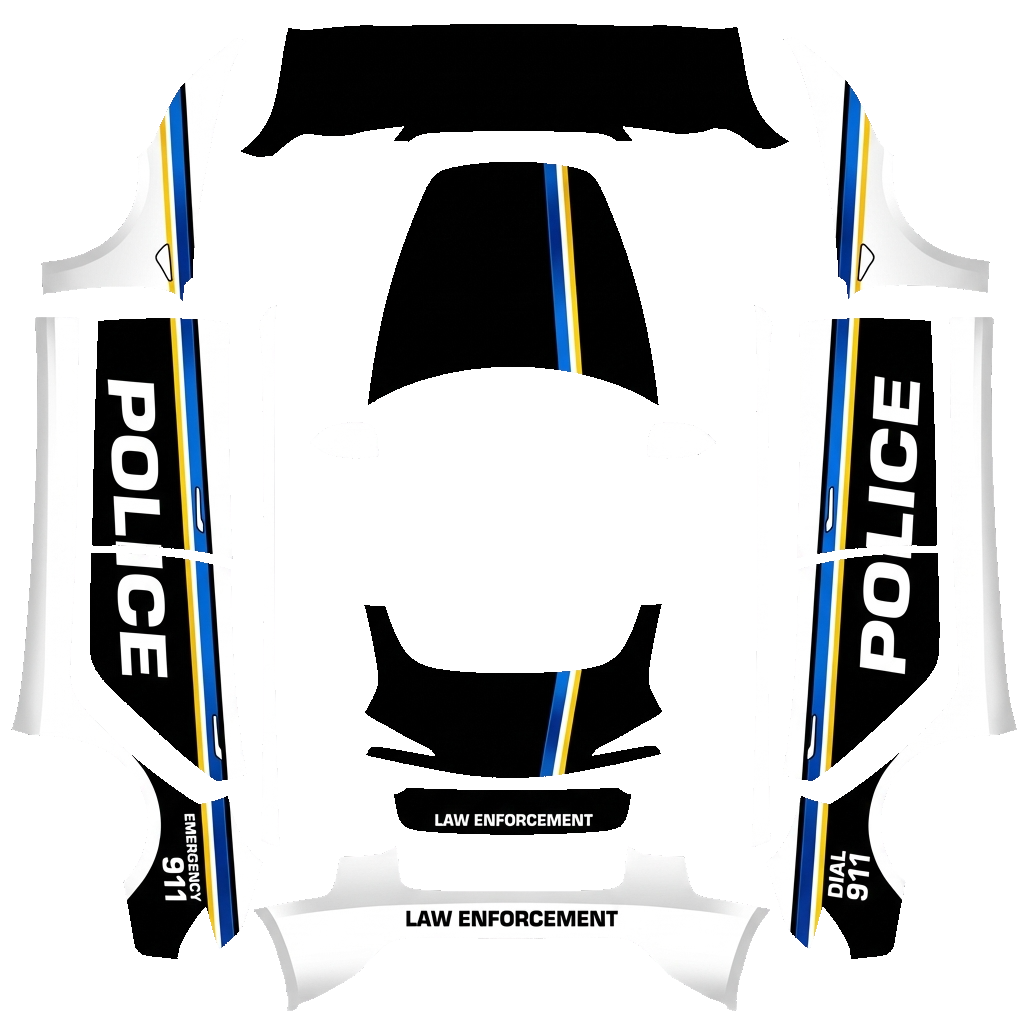 Police Tesla Model 3 (2024+) Standard & Premium wrap PNG - flat 1024x1024 wrap PNG template for Tesla Model 3 (2024+) Standard & Premium Paint Shop