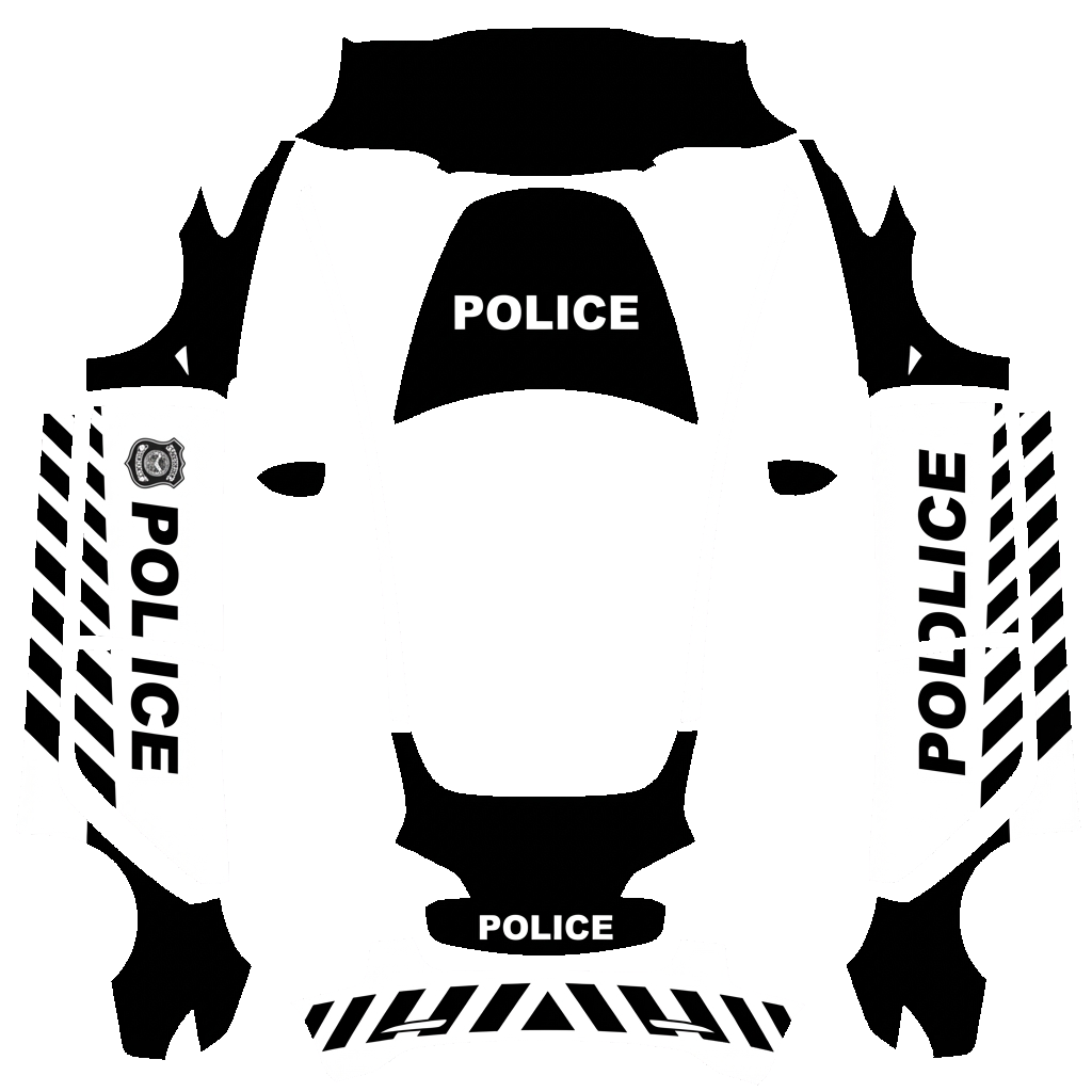 Tesla Model 3 with a Police wrap, 3D Paint Shop preview
