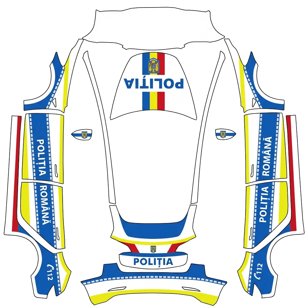 Police Tesla Model 3 wrap PNG - flat 1024x1024 wrap PNG template for Tesla Model 3 Paint Shop