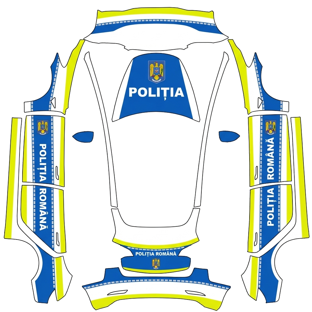 Police Tesla Model 3 wrap PNG - flat 1024x1024 wrap PNG template for Tesla Model 3 Paint Shop