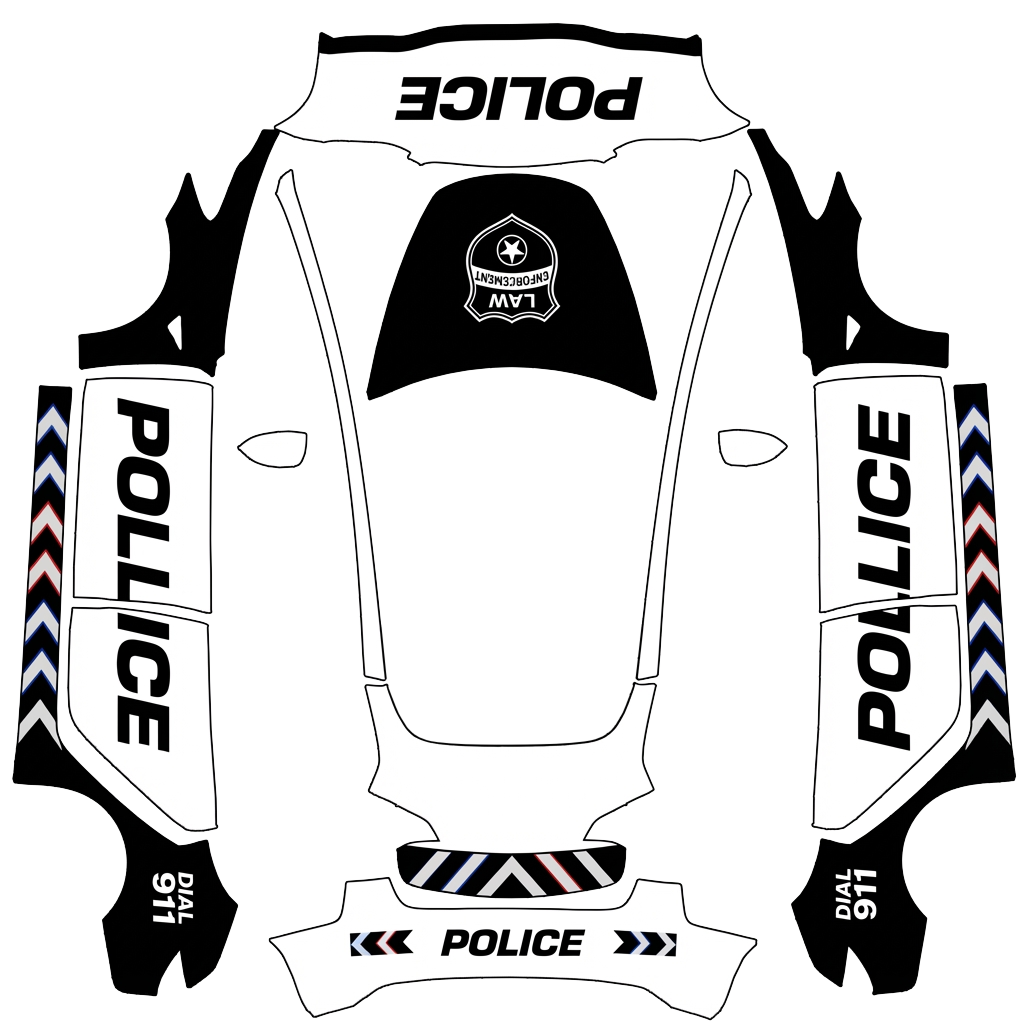 Police Tesla Model 3 wrap PNG - flat 1024x1024 wrap PNG template for Tesla Model 3 Paint Shop