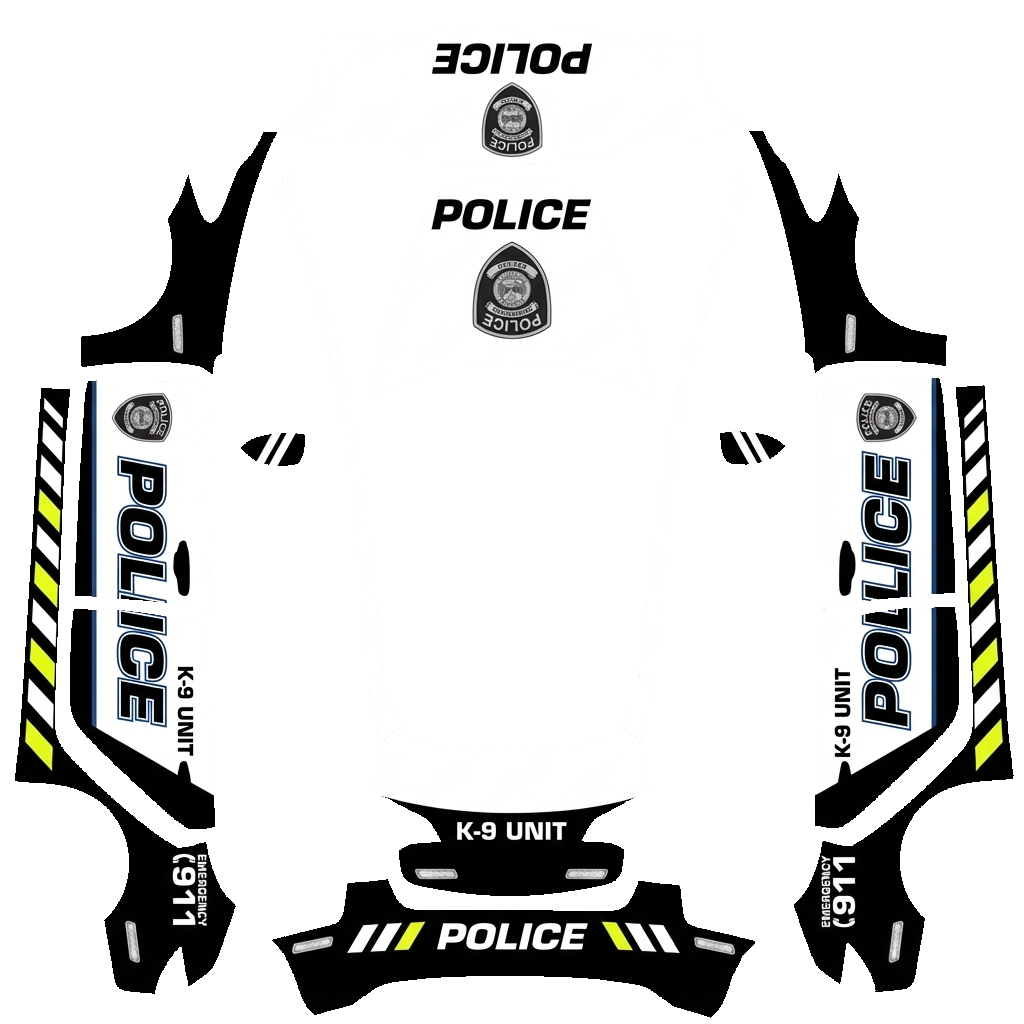 Tesla Model 3 with a Police wrap, 3D Paint Shop preview