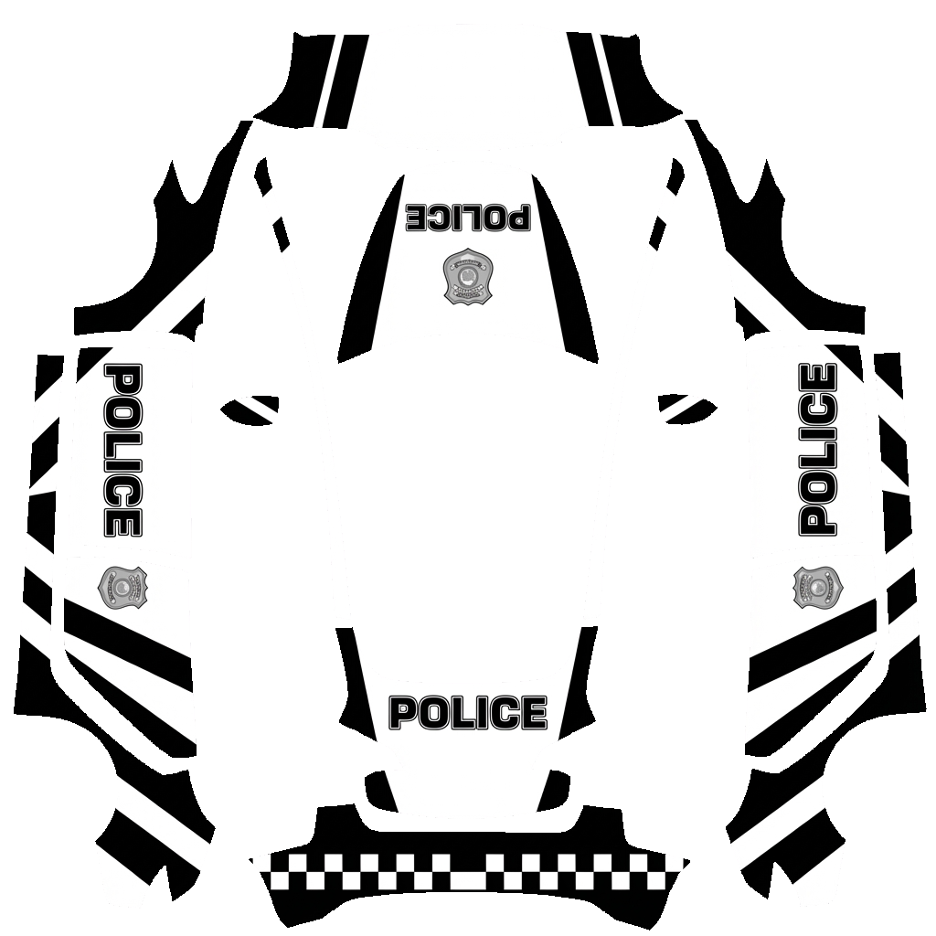 Tesla Model 3 with a Police wrap, 3D Paint Shop preview