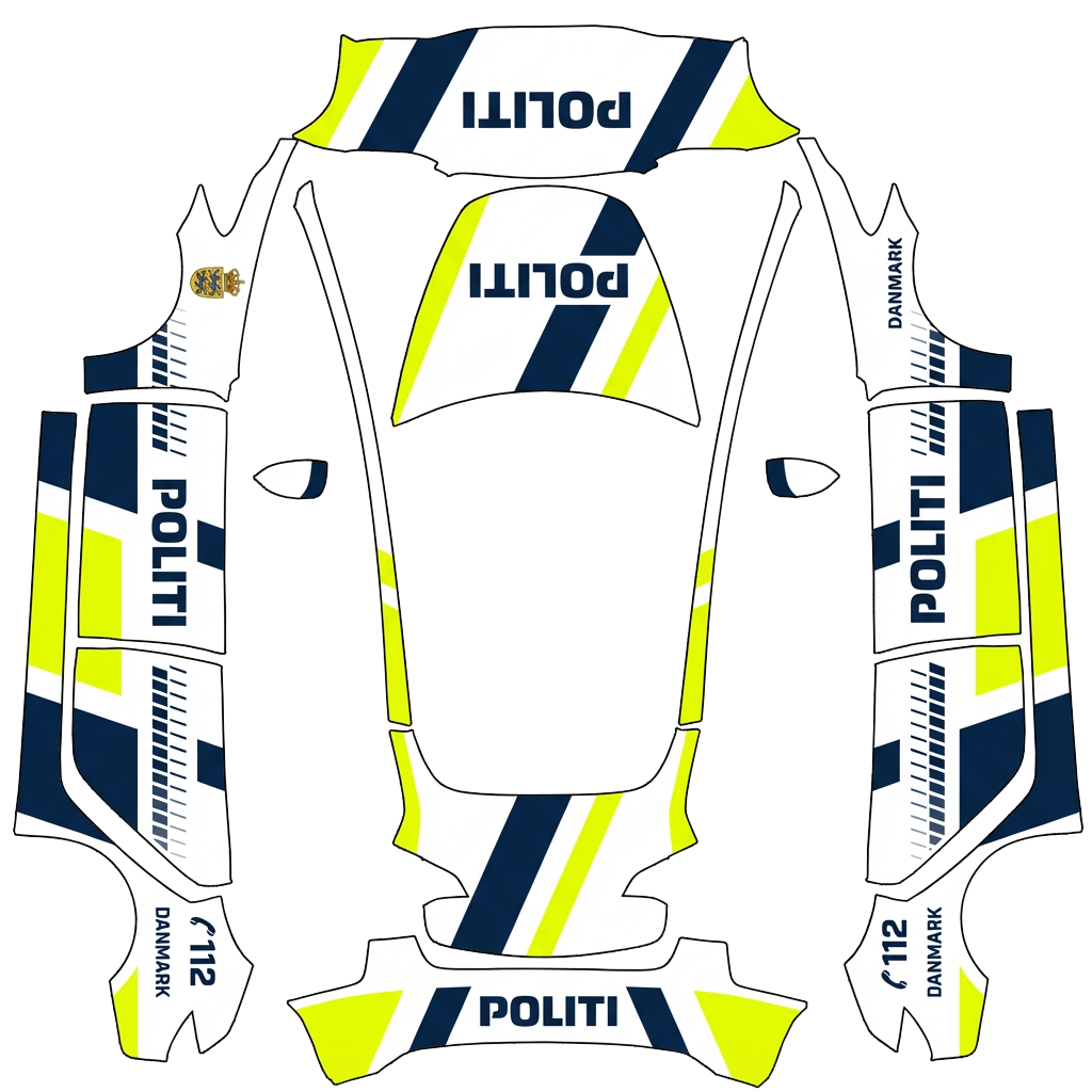 Police Tesla Model 3 wrap PNG - flat 1024x1024 wrap PNG template for Tesla Model 3 Paint Shop