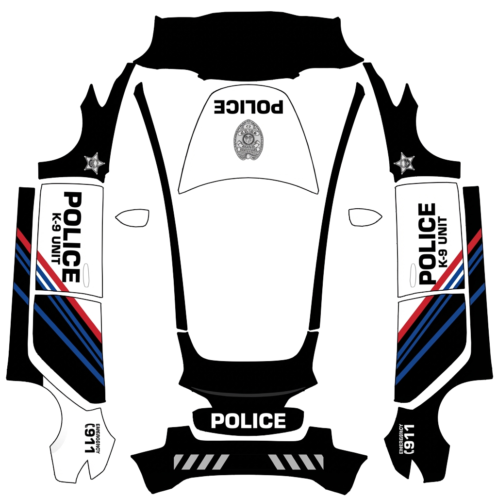 Police Tesla Model 3 wrap PNG - flat 1024x1024 wrap PNG template for Tesla Model 3 Paint Shop