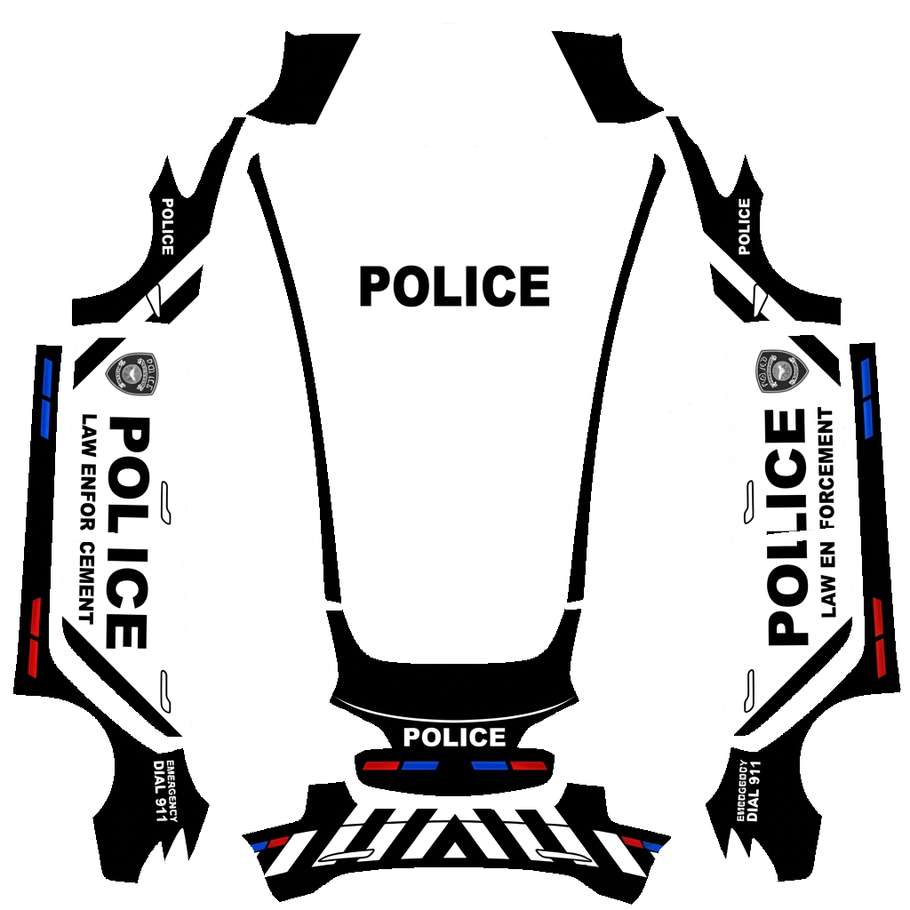 Police Tesla Model 3 wrap PNG - flat 1024x1024 wrap PNG template for Tesla Model 3 Paint Shop