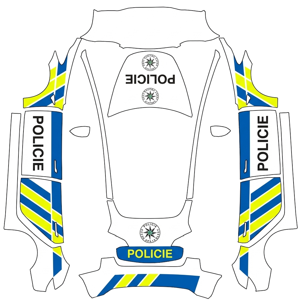 Police Tesla Model 3 wrap PNG - flat 1024x1024 wrap PNG template for Tesla Model 3 Paint Shop