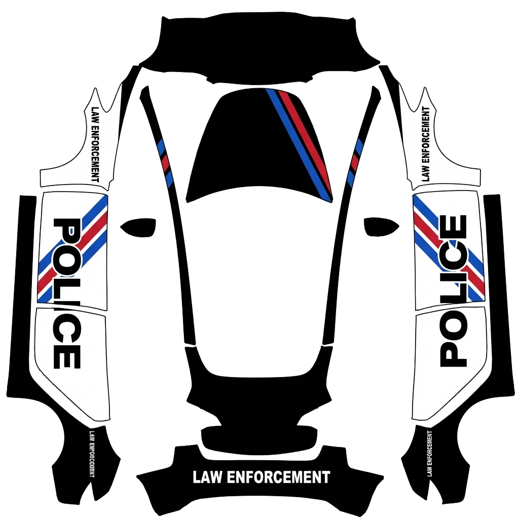 Police Tesla Model 3 wrap PNG - flat 1024x1024 wrap PNG template for Tesla Model 3 Paint Shop