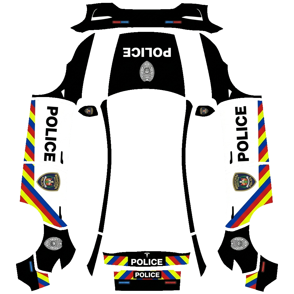 Tesla Model Y (2025+) Premium with a Police wrap, 3D Paint Shop preview