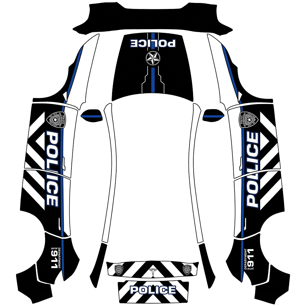 Police Tesla Model Y (2025+) Premium wrap PNG - flat 1024x1024 wrap PNG template for Tesla Model Y (2025+) Premium Paint Shop