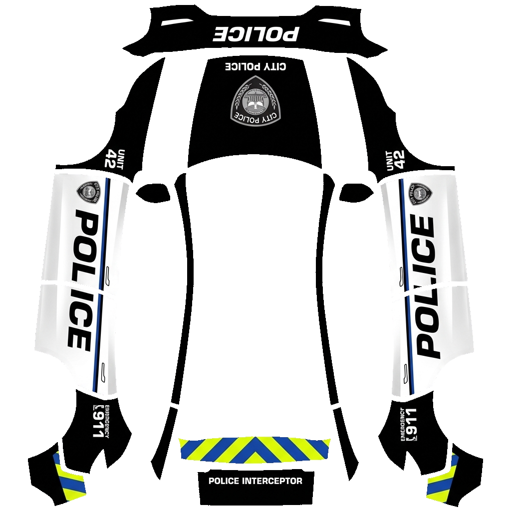 Tesla Model Y (2025+) Premium with a Police wrap, 3D Paint Shop preview