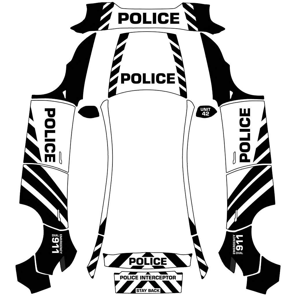 Police Tesla Model Y (2025+) Premium wrap PNG - flat 1024x1024 wrap PNG template for Tesla Model Y (2025+) Premium Paint Shop