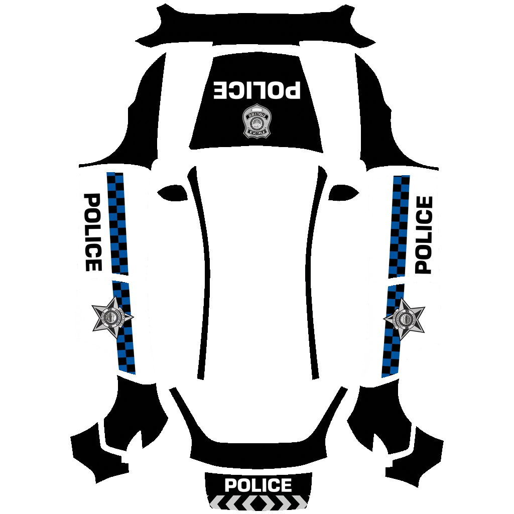 Police Tesla Model Y (2025+) Standard wrap PNG - flat 1024x1024 wrap PNG template for Tesla Model Y (2025+) Standard Paint Shop