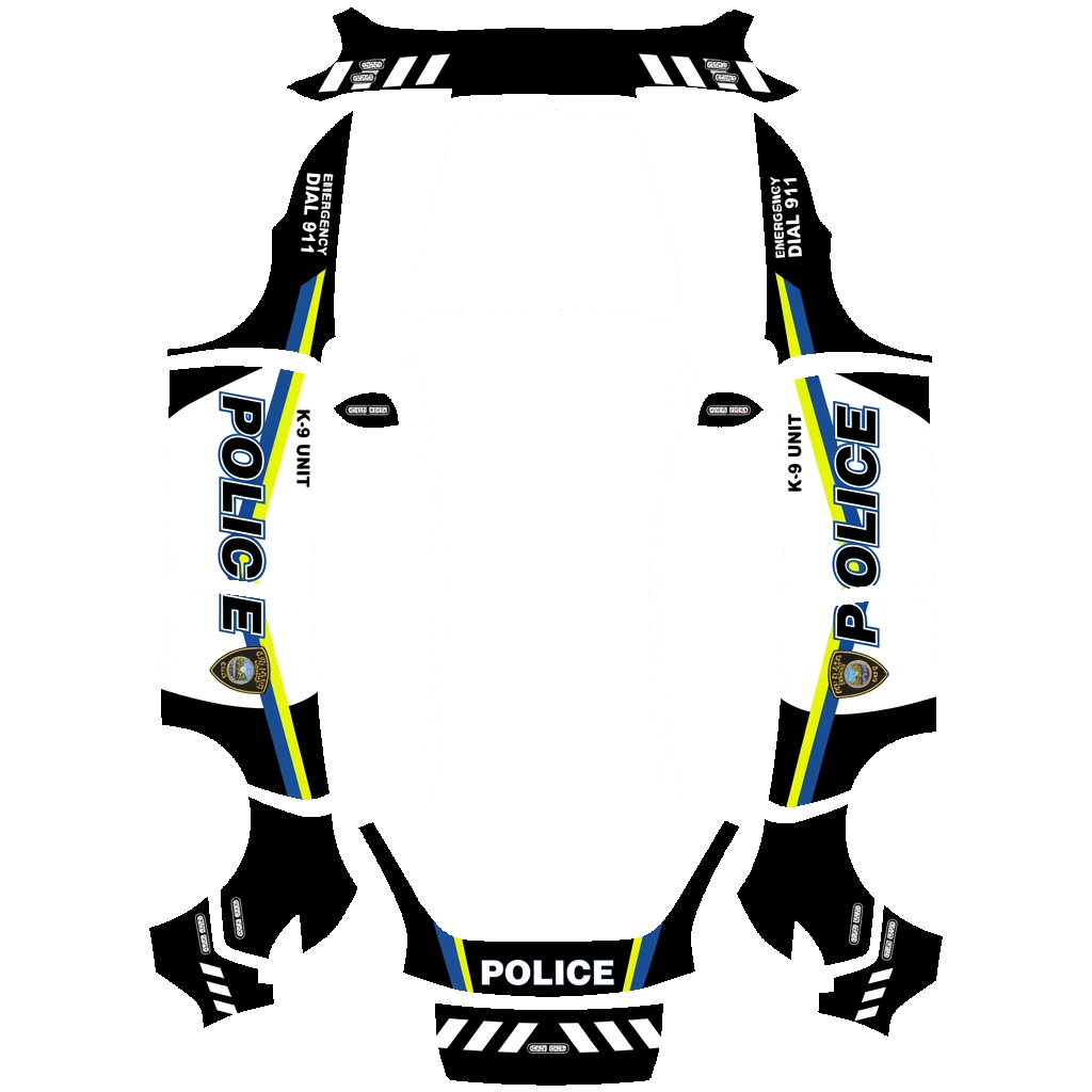 Tesla Model Y (2025+) Standard with a Police wrap, 3D Paint Shop preview
