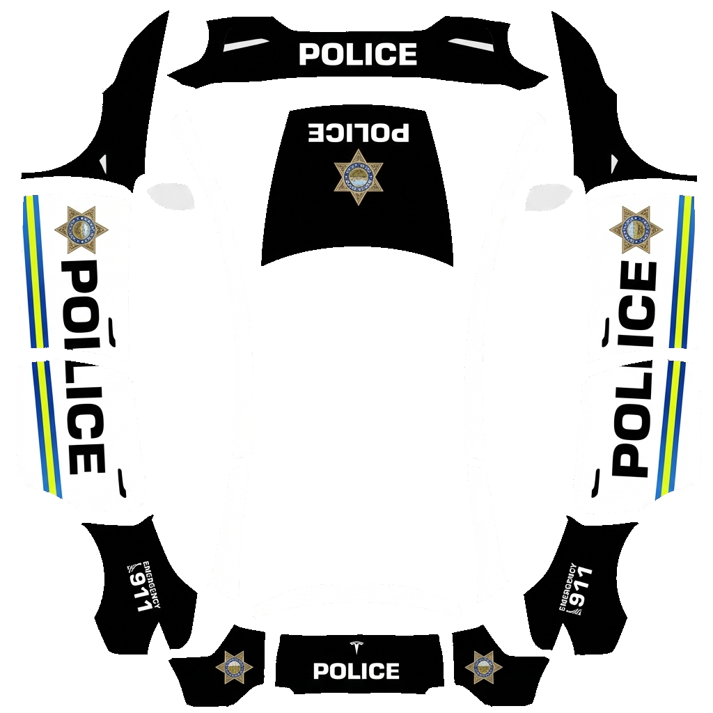 Police Tesla Model Y L wrap PNG - flat 1024x1024 wrap PNG template for Tesla Model Y L Paint Shop