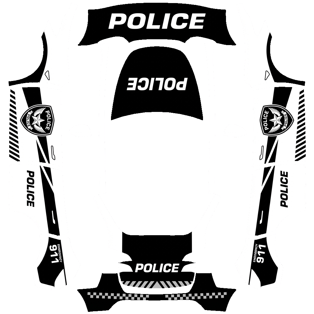 Police Tesla Model Y wrap PNG - flat 1024x1024 wrap PNG template for Tesla Model Y Paint Shop