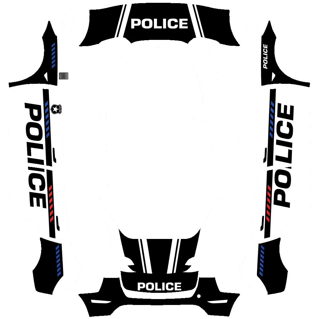 Tesla Model Y with a Police wrap, 3D Paint Shop preview