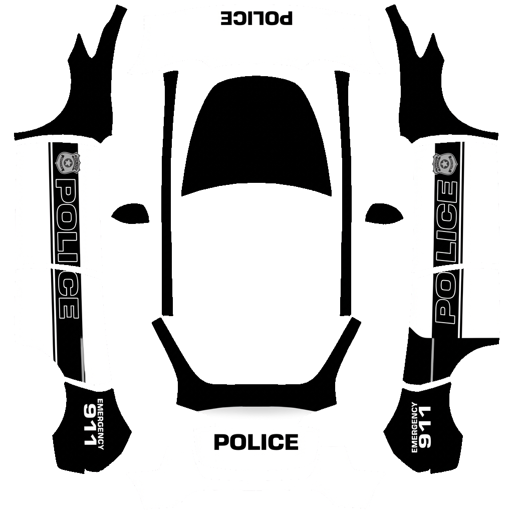 Police Tesla Model Y wrap PNG - flat 1024x1024 wrap PNG template for Tesla Model Y Paint Shop