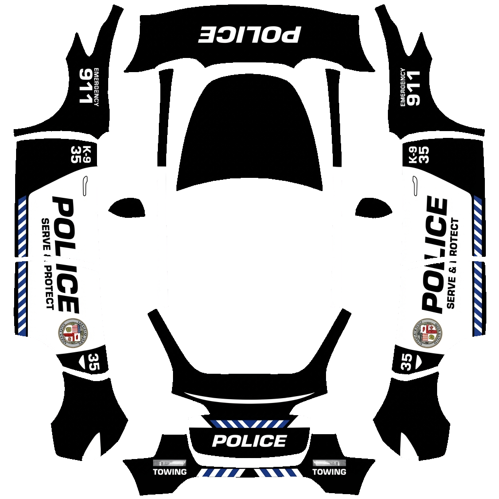 Police Tesla Model Y wrap PNG - flat 1024x1024 wrap PNG template for Tesla Model Y Paint Shop