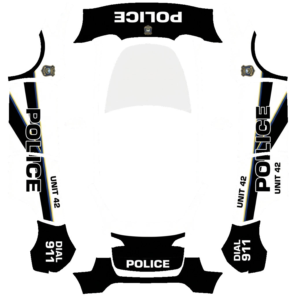 Tesla Model Y with a Police wrap, 3D Paint Shop preview
