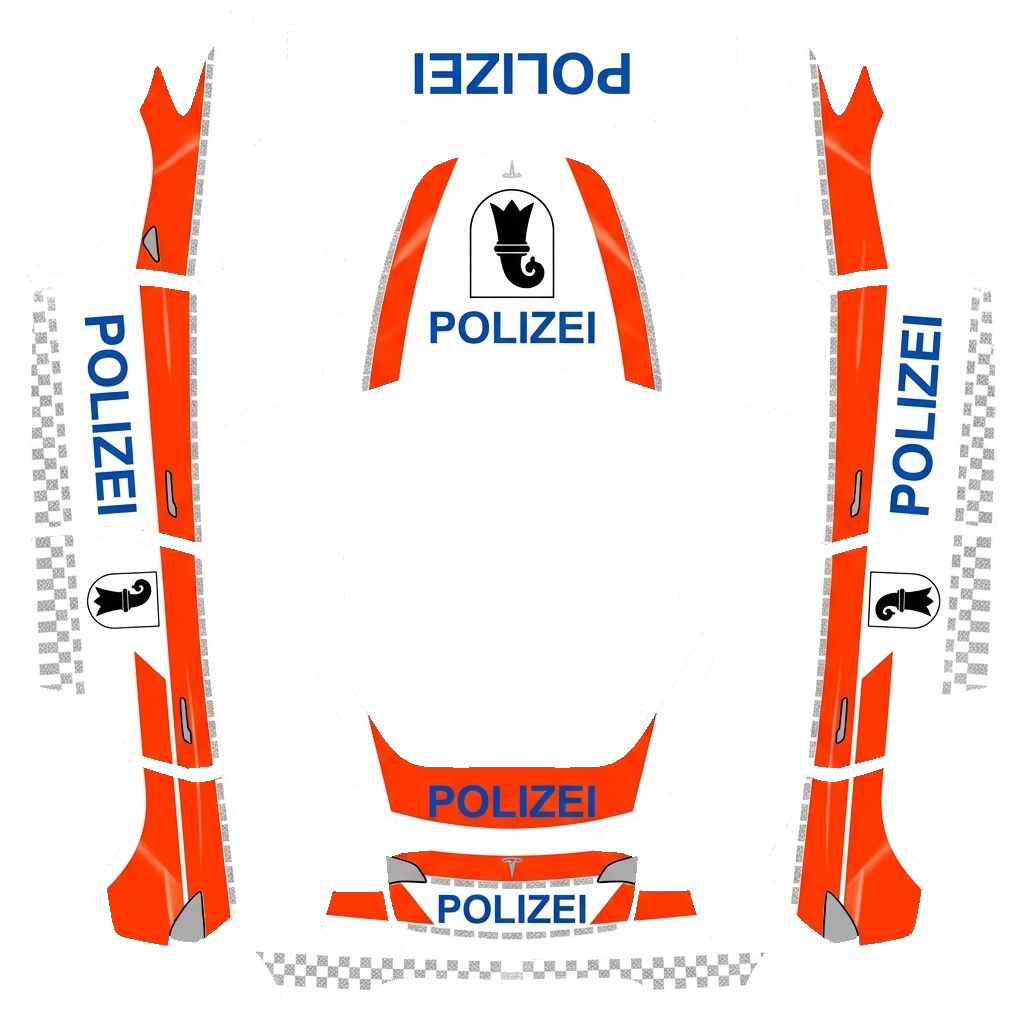 Police Tesla Model Y wrap PNG - flat 1024x1024 wrap PNG template for Tesla Model Y Paint Shop