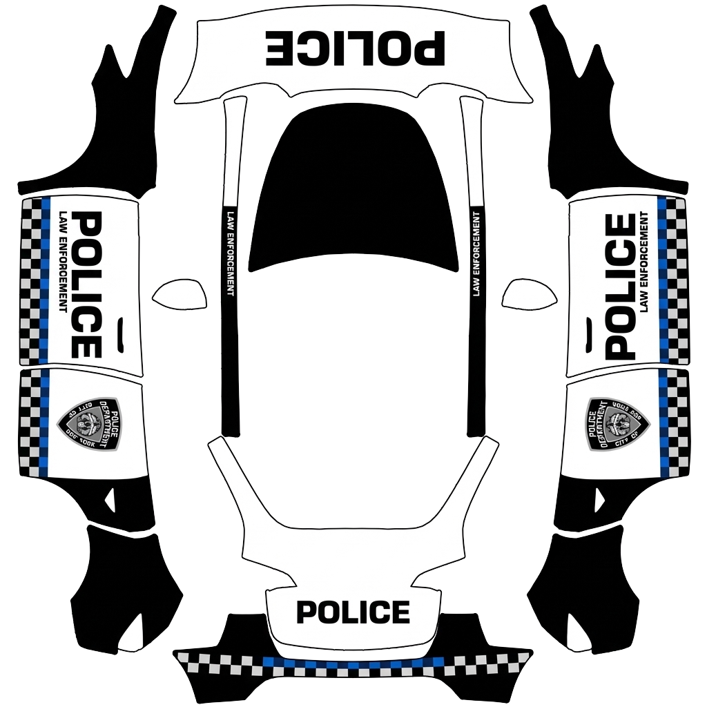 Police Tesla Model Y wrap PNG - flat 1024x1024 wrap PNG template for Tesla Model Y Paint Shop