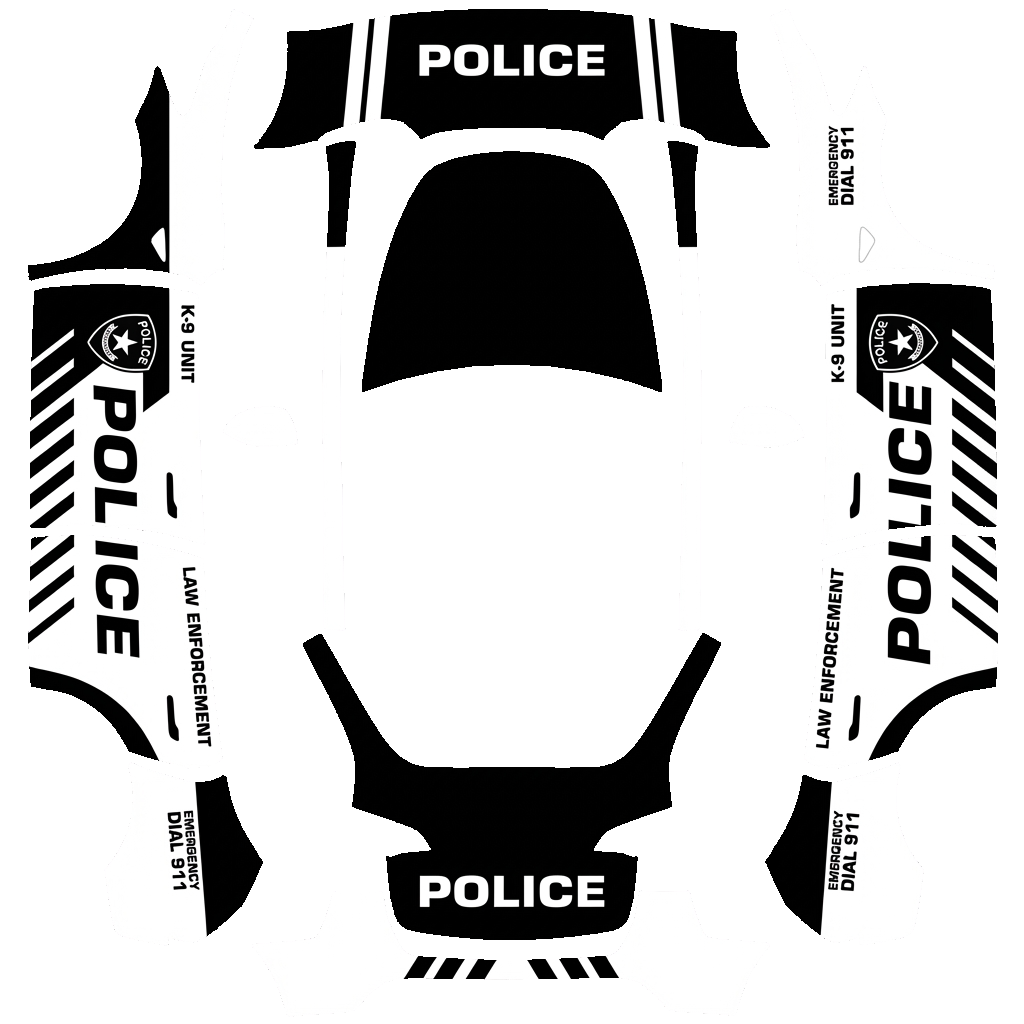 Tesla Model Y with a Police wrap, 3D Paint Shop preview