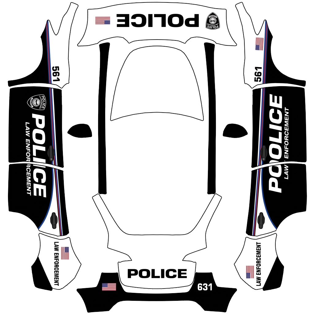 Police Tesla Model Y wrap PNG - flat 1024x1024 wrap PNG template for Tesla Model Y Paint Shop