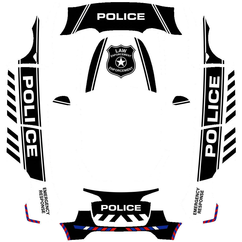 Tesla Model Y with a Police wrap, 3D Paint Shop preview