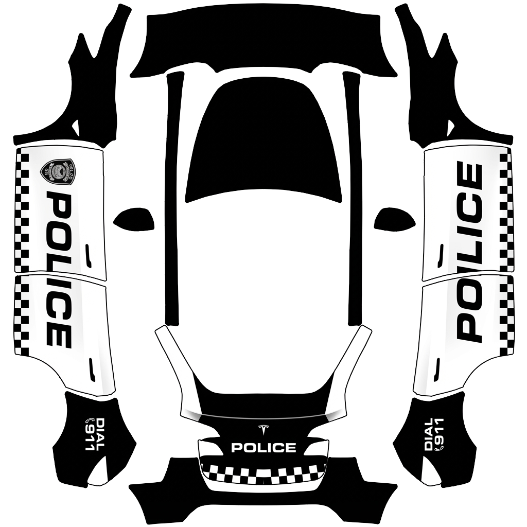 Police Tesla Model Y wrap PNG - flat 1024x1024 wrap PNG template for Tesla Model Y Paint Shop
