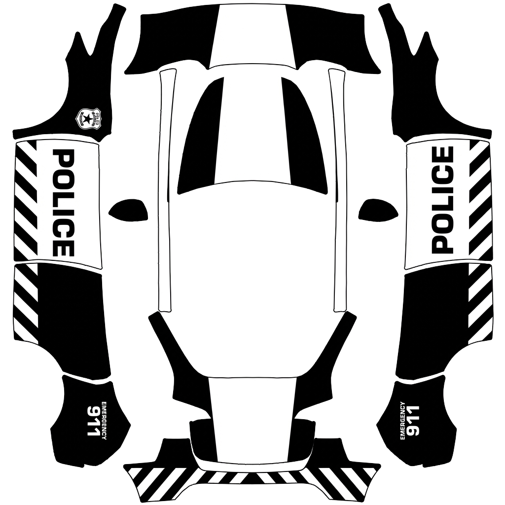 Police Tesla Model Y wrap PNG - flat 1024x1024 wrap PNG template for Tesla Model Y Paint Shop