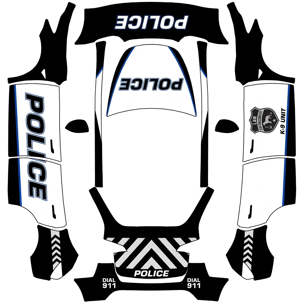 Police Tesla Model Y wrap PNG - flat 1024x1024 wrap PNG template for Tesla Model Y Paint Shop