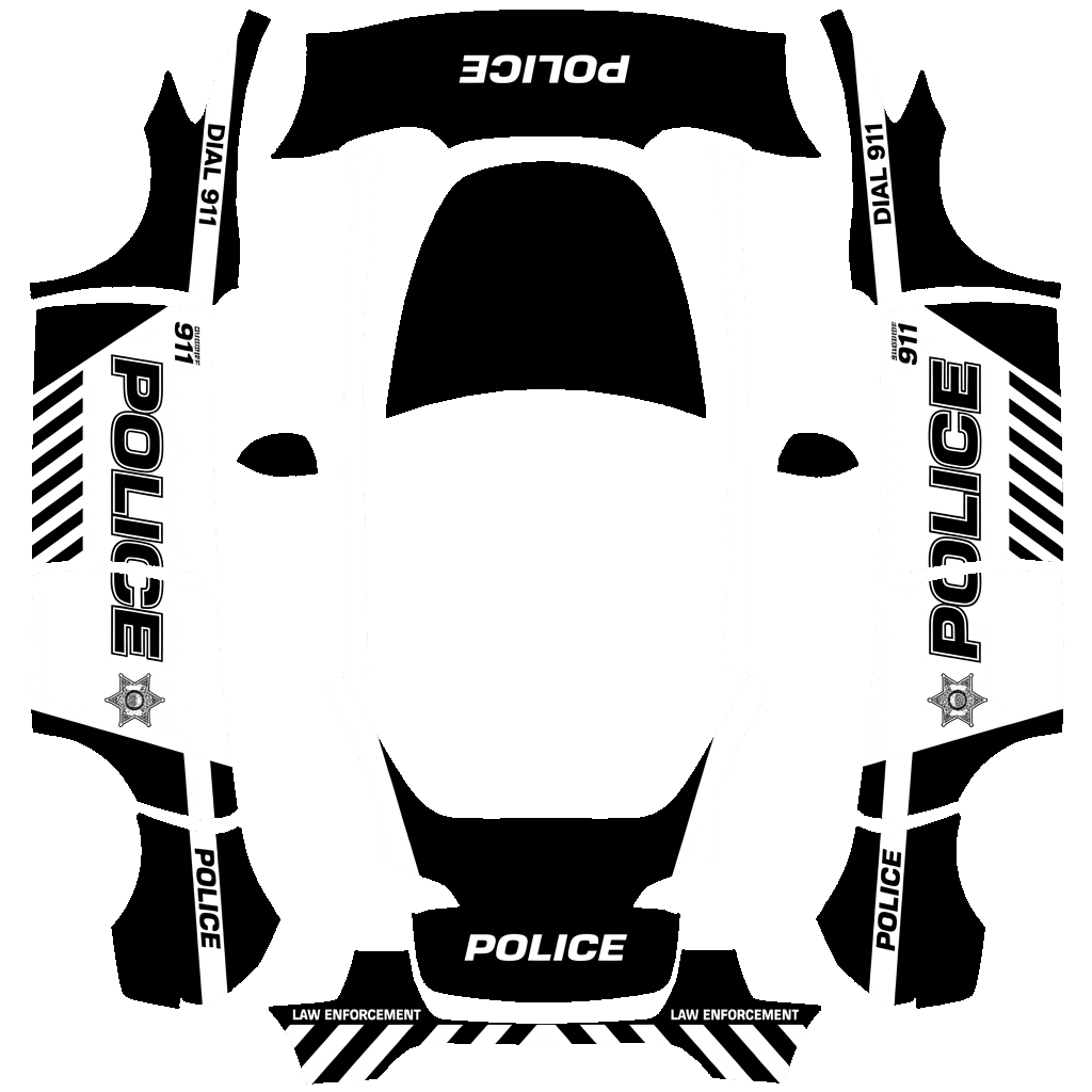 Tesla Model Y with a Police wrap, 3D Paint Shop preview