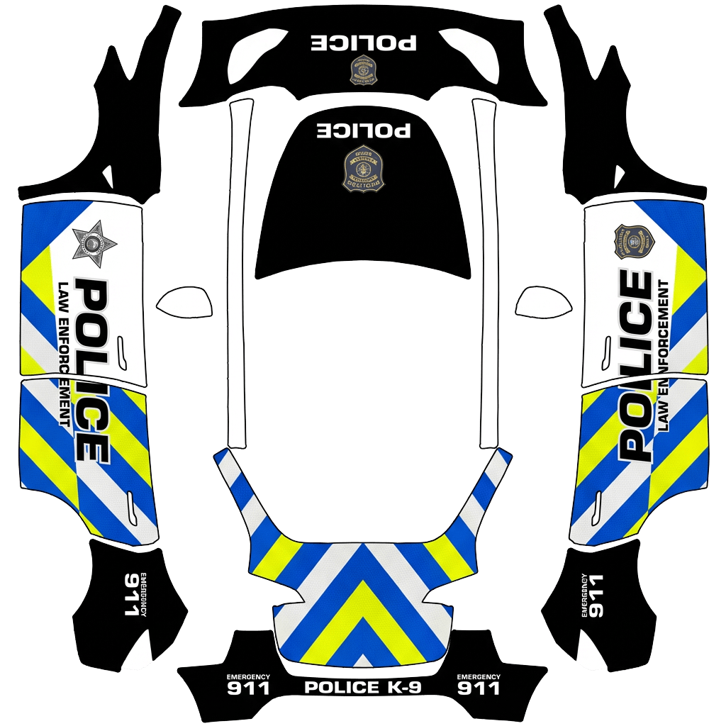 Police Tesla Model Y wrap PNG - flat 1024x1024 wrap PNG template for Tesla Model Y Paint Shop