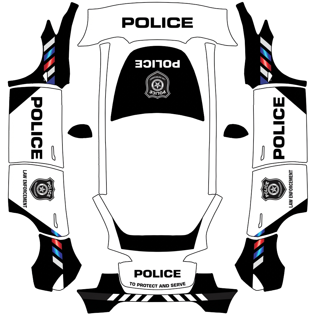 Police Tesla Model Y wrap PNG - flat 1024x1024 wrap PNG template for Tesla Model Y Paint Shop