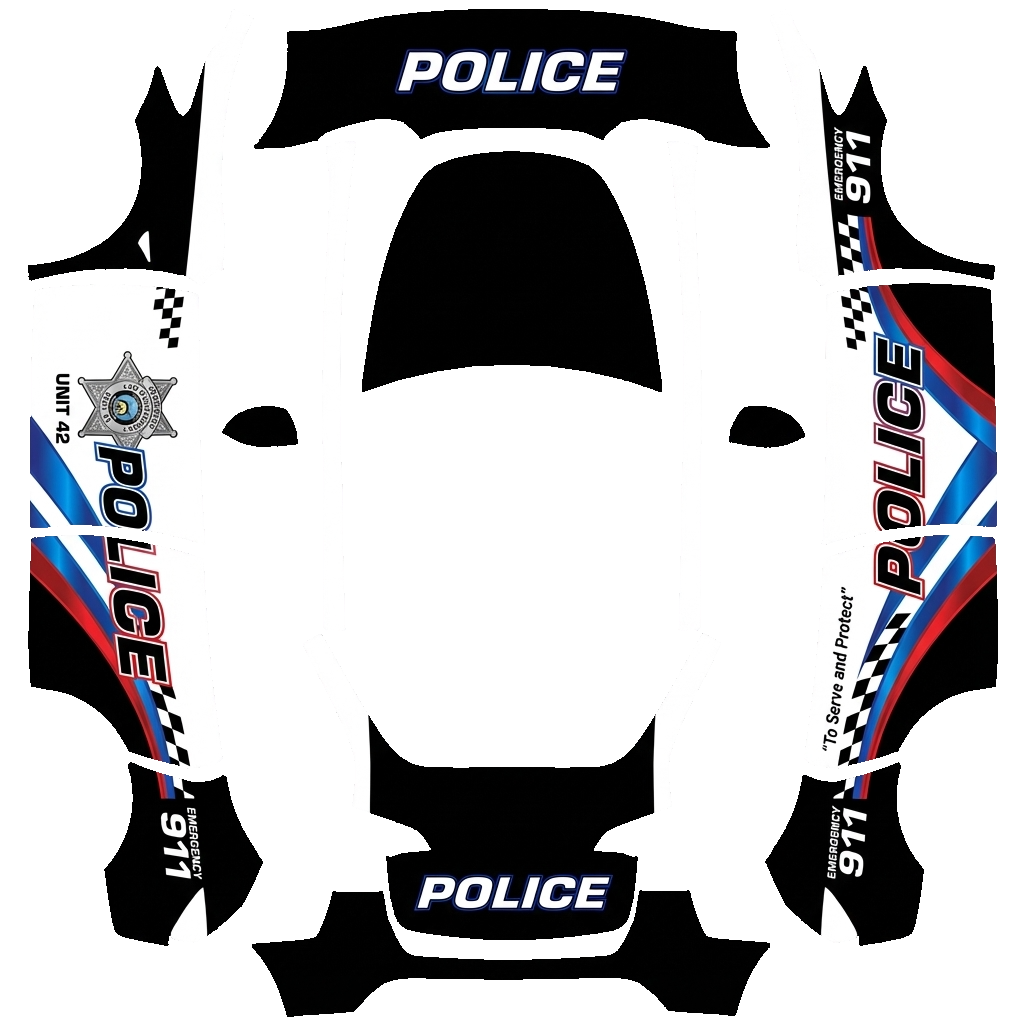 Police Tesla Model Y wrap PNG - flat 1024x1024 wrap PNG template for Tesla Model Y Paint Shop