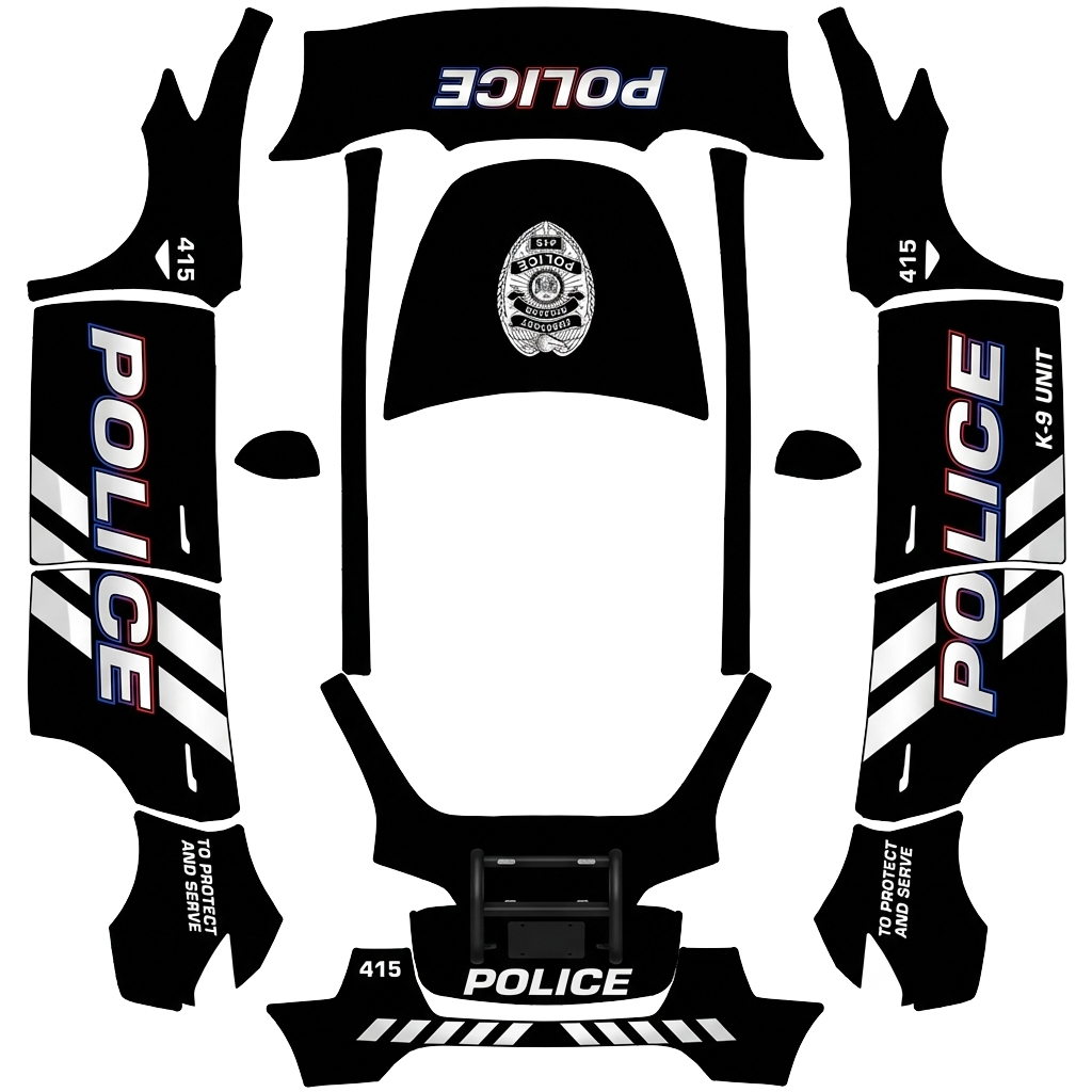 Police Tesla Model Y wrap PNG - flat 1024x1024 wrap PNG template for Tesla Model Y Paint Shop