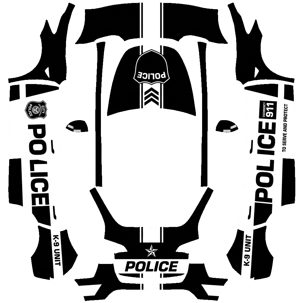 Police Tesla Model Y wrap PNG - flat 1024x1024 wrap PNG template for Tesla Model Y Paint Shop