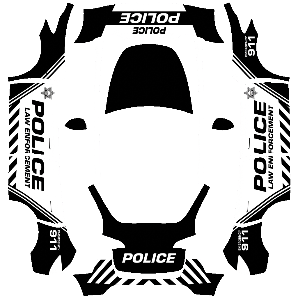 Police Tesla Model Y wrap PNG - flat 1024x1024 wrap PNG template for Tesla Model Y Paint Shop