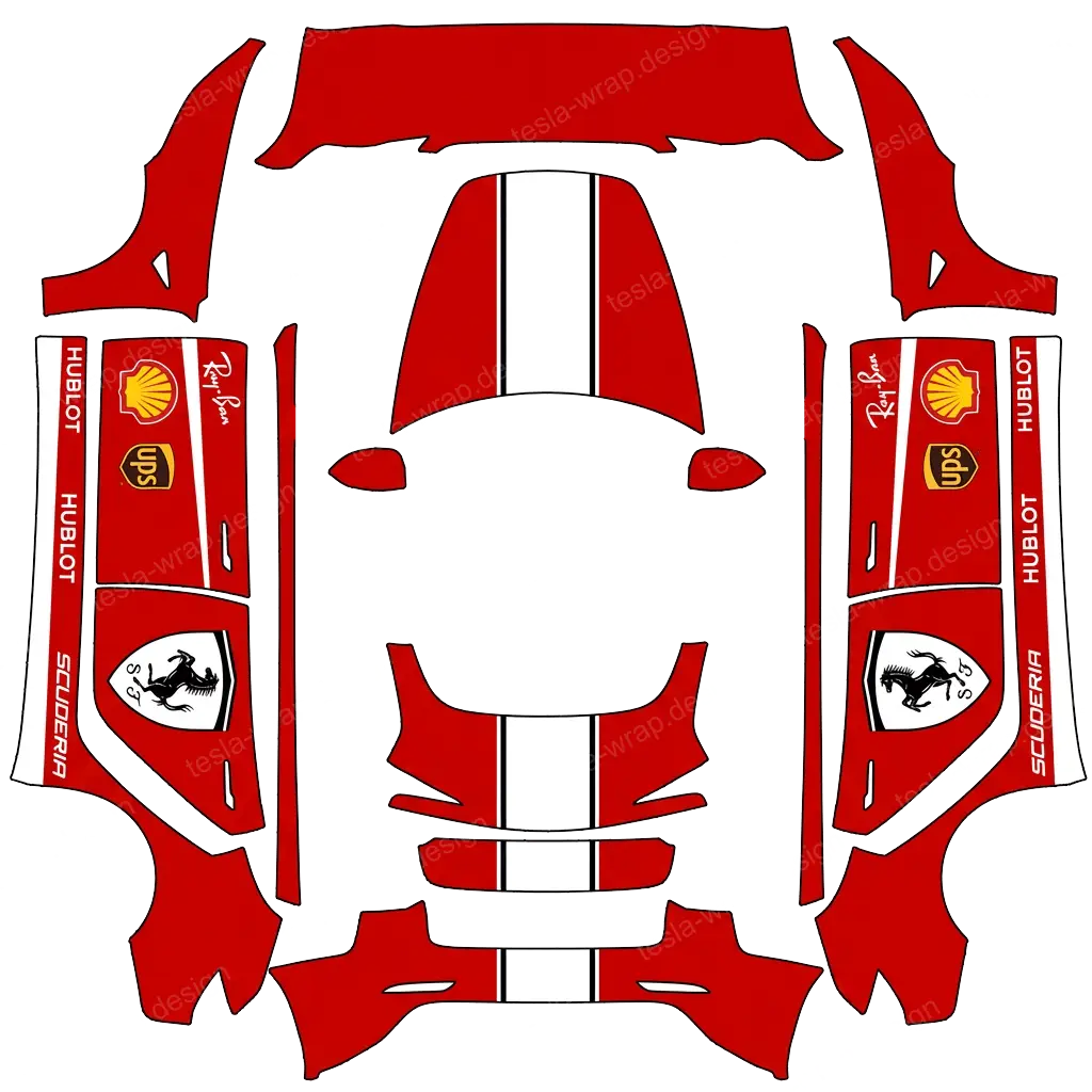 Tesla Model 3 (2024+) wrap design - Ferrari