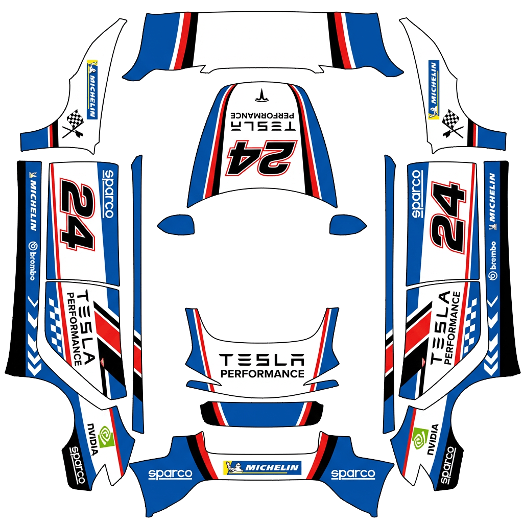 Racing Tesla Model 3 (2024+) Standard & Premium wrap PNG - flat 1024x1024 wrap PNG template for Tesla Model 3 (2024+) Standard & Premium Paint Shop